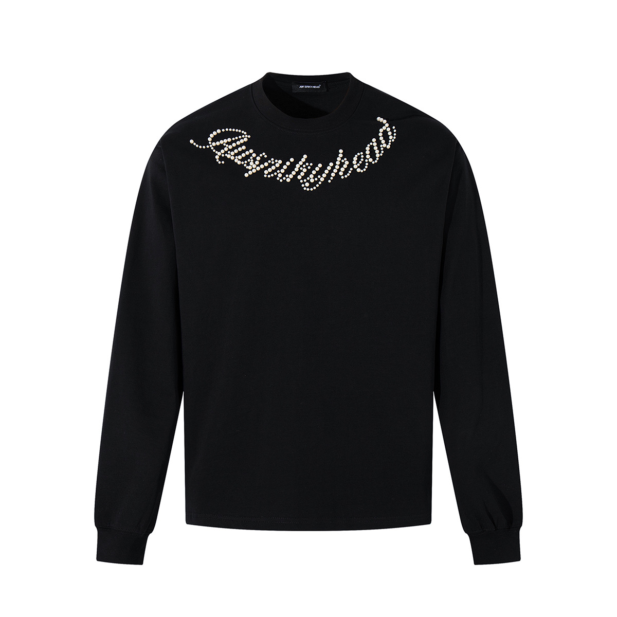 Beaded Letter Pearl Heavyweight Crewneck Hoodie For Couples photo 5