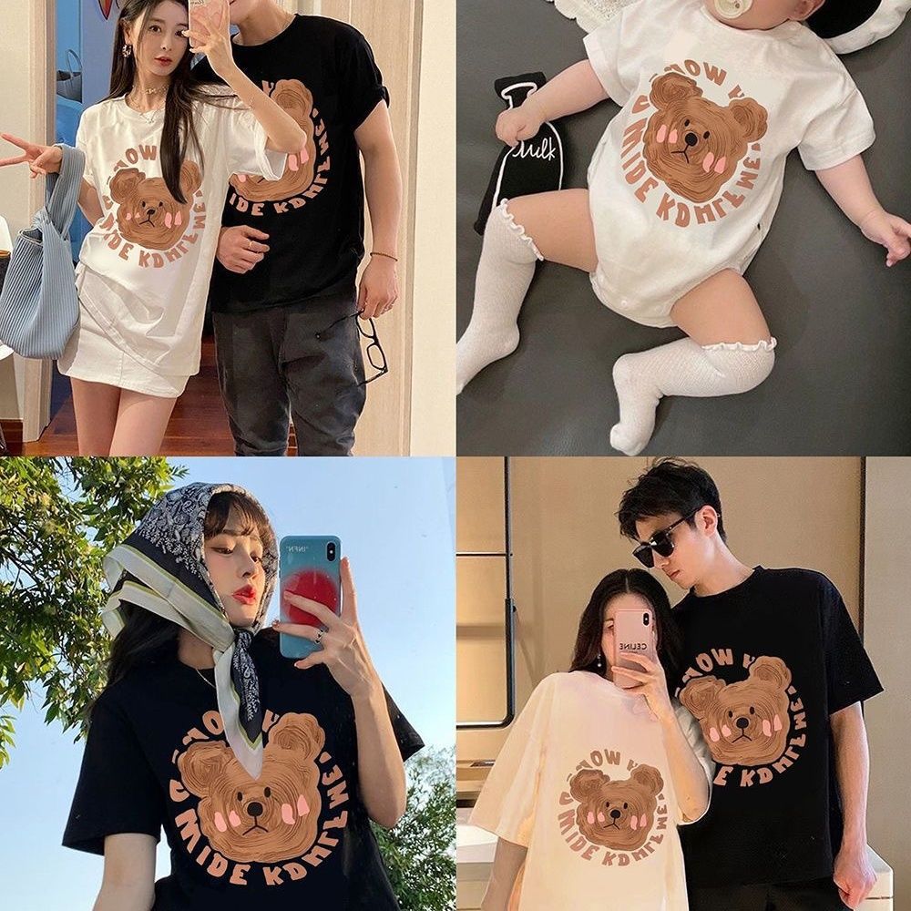 New Summer Cotton Parent-child Outfits Tops For A Family Of Three photo 5