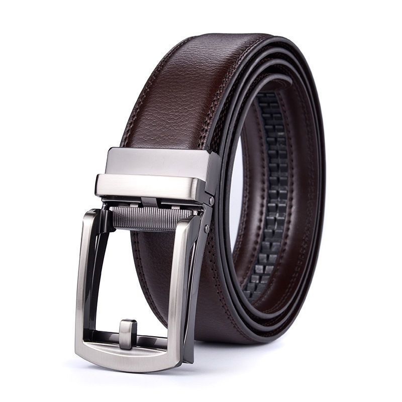 Mens Automatic Buckle Two-layer Cowhide Fashion Belt photo 6