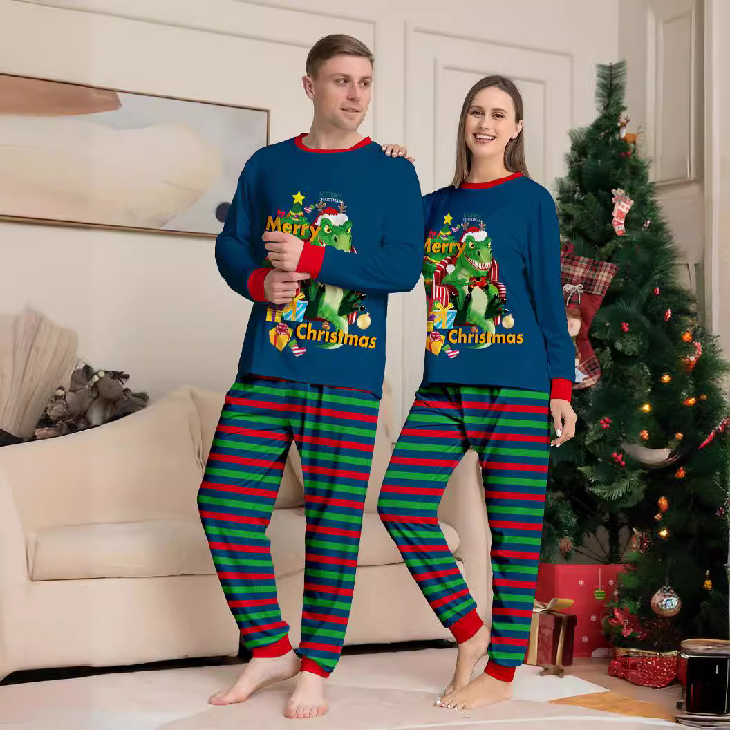 Tyrannosaurus Letter Christmas Tree Printing Parent-child Suit Pajamas photo 4