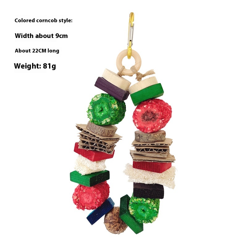 Colorful Wooden Hanging String Rabbit Hamster Molar Vine Bal Parrot Toys photo 3