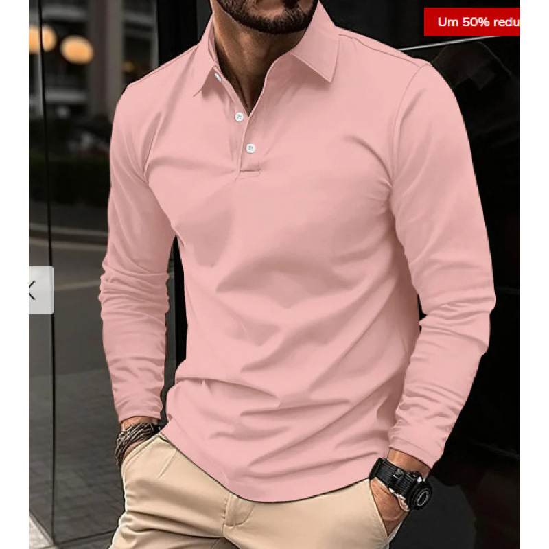 Men's Casual Lapel Long-sleeve Sports Polo Shirt photo 2
