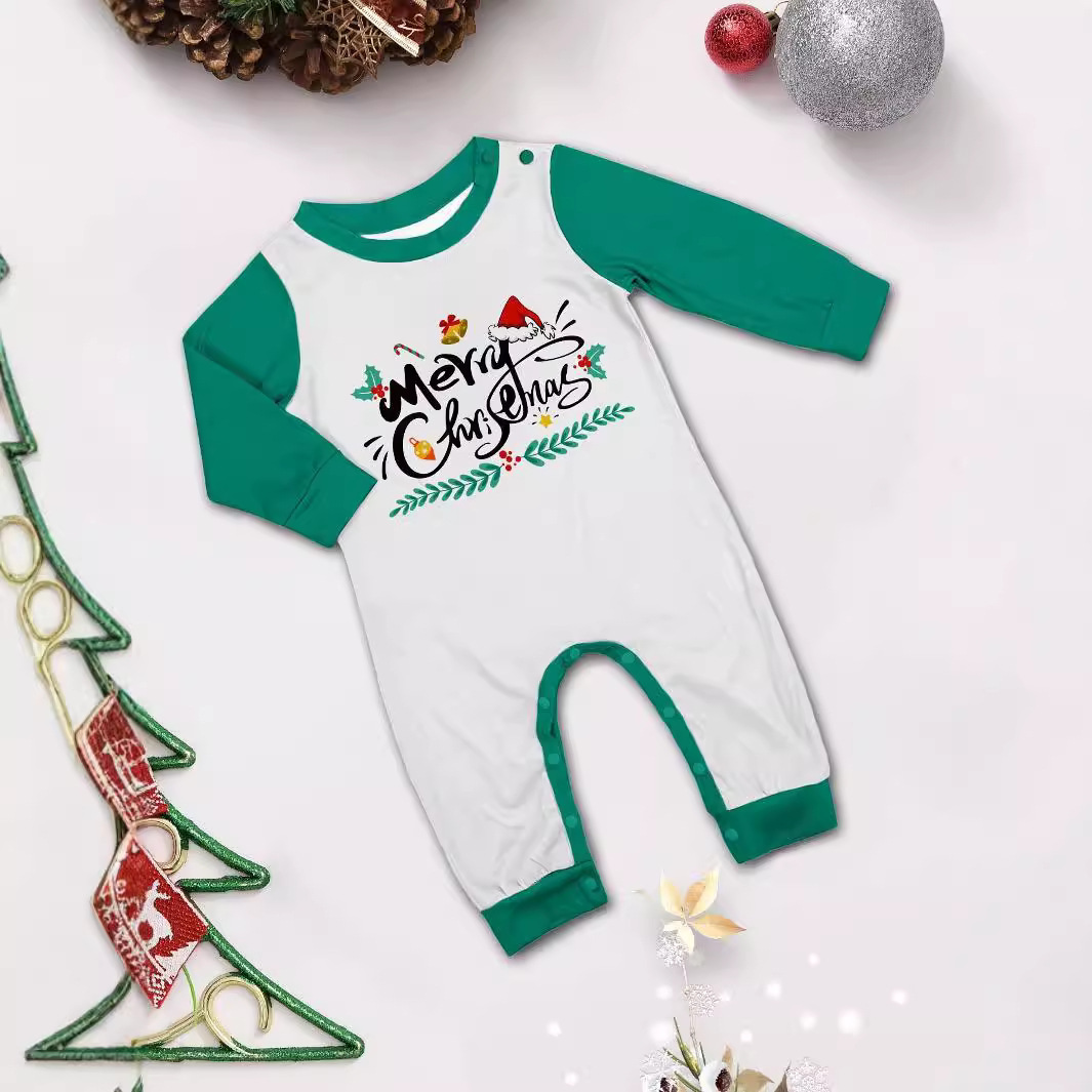 Parent-Child Christmas Suit Blue And White Striped Letters photo 5