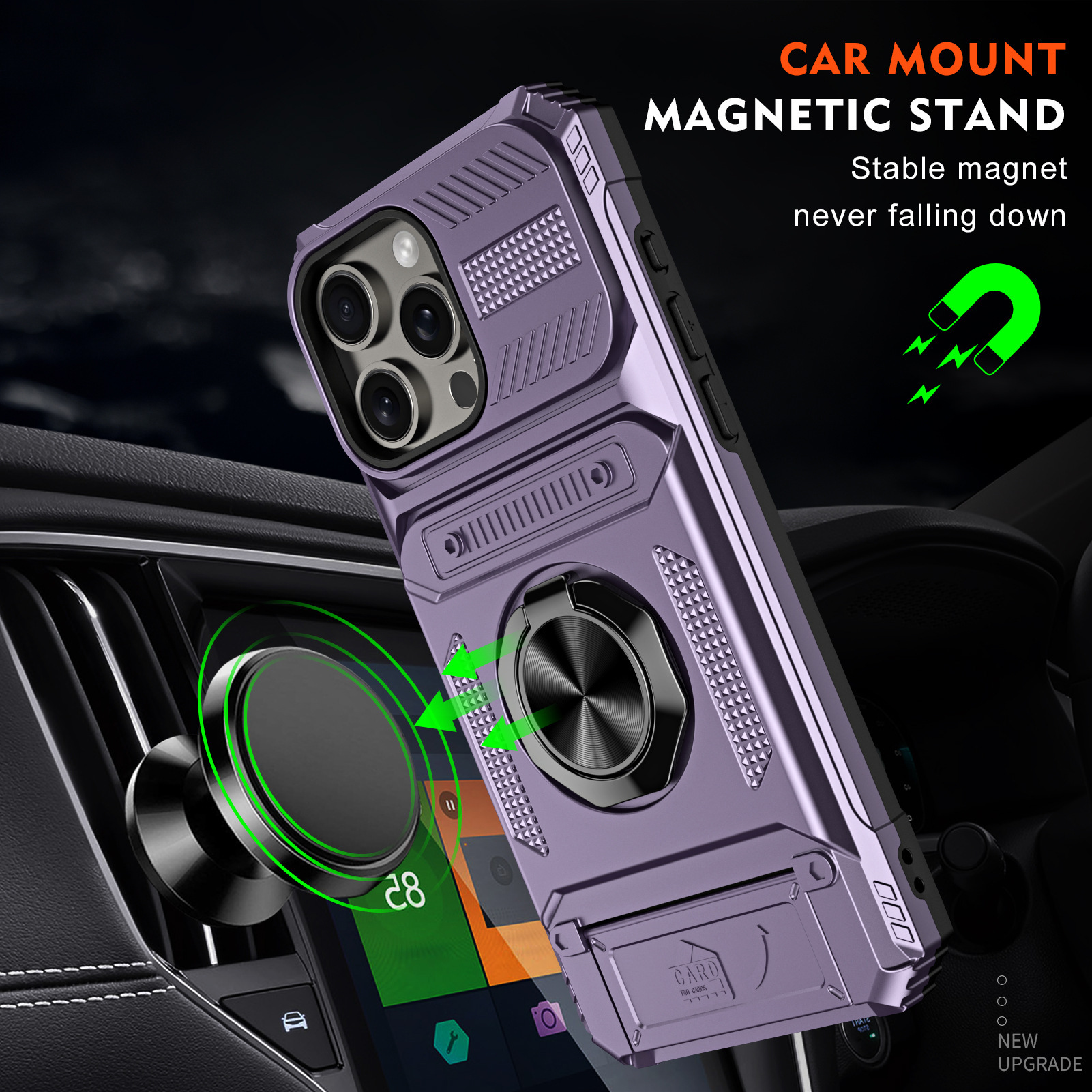 Hidden Card-Slot Magnetic Ring Stand Phone Case photo 1