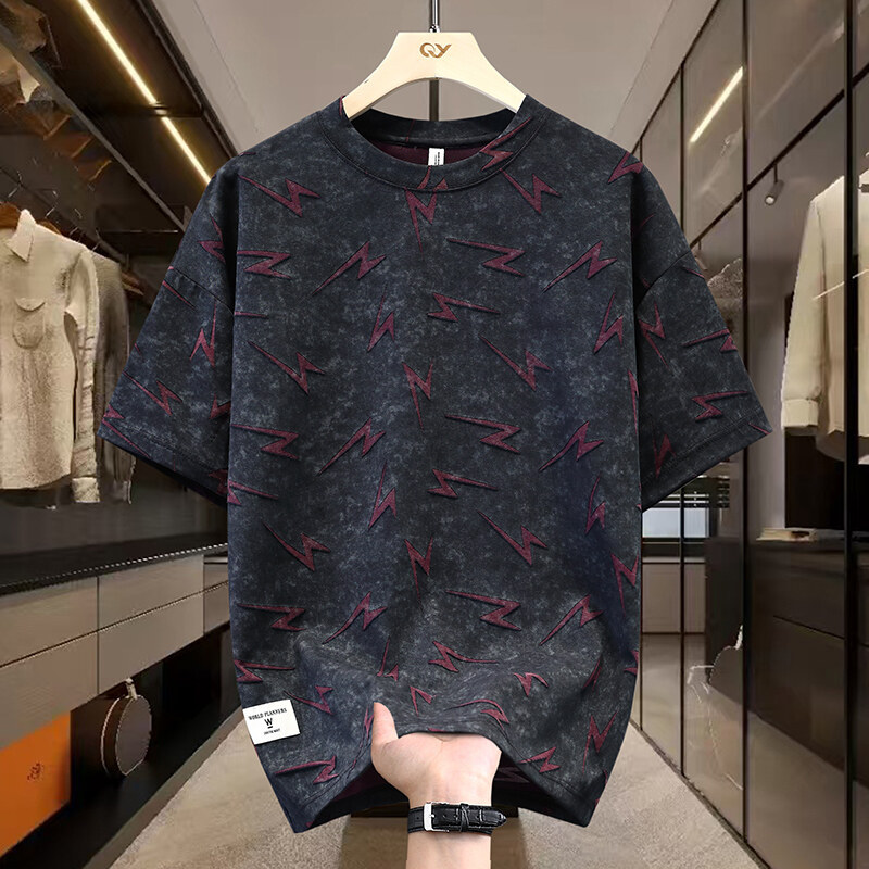 Short Sleeve Round Neck Loose Top Men photo 2