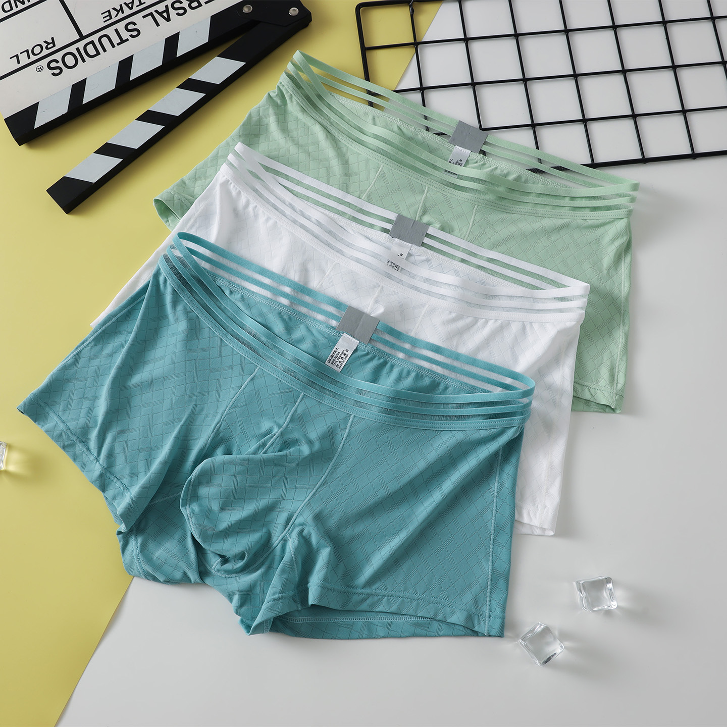 Mens Ice-silk Boxer Briefs Breathable And Cool-feel For Sports photo 5