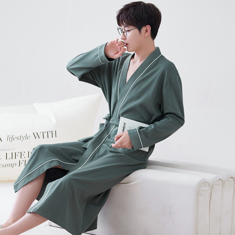 Long-sleeve Mens Home Wear Long And Thin Nightgown photo 6