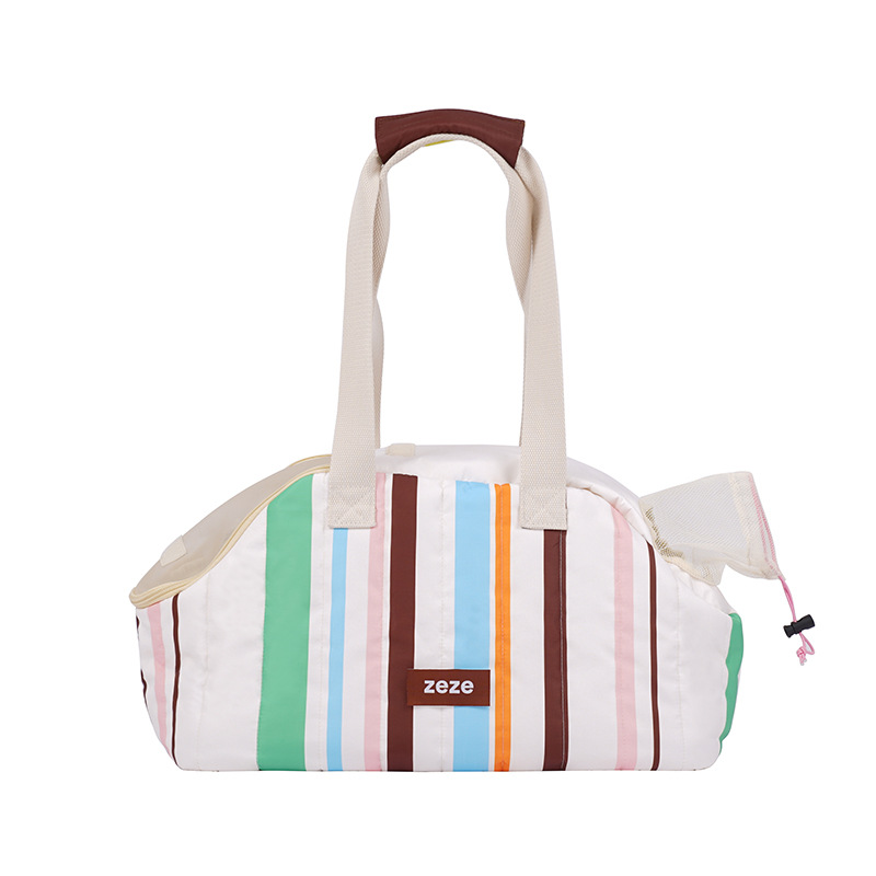Cat Carrier Portable Travel Bag Cat Backpack With Contrasting Stripes photo 6