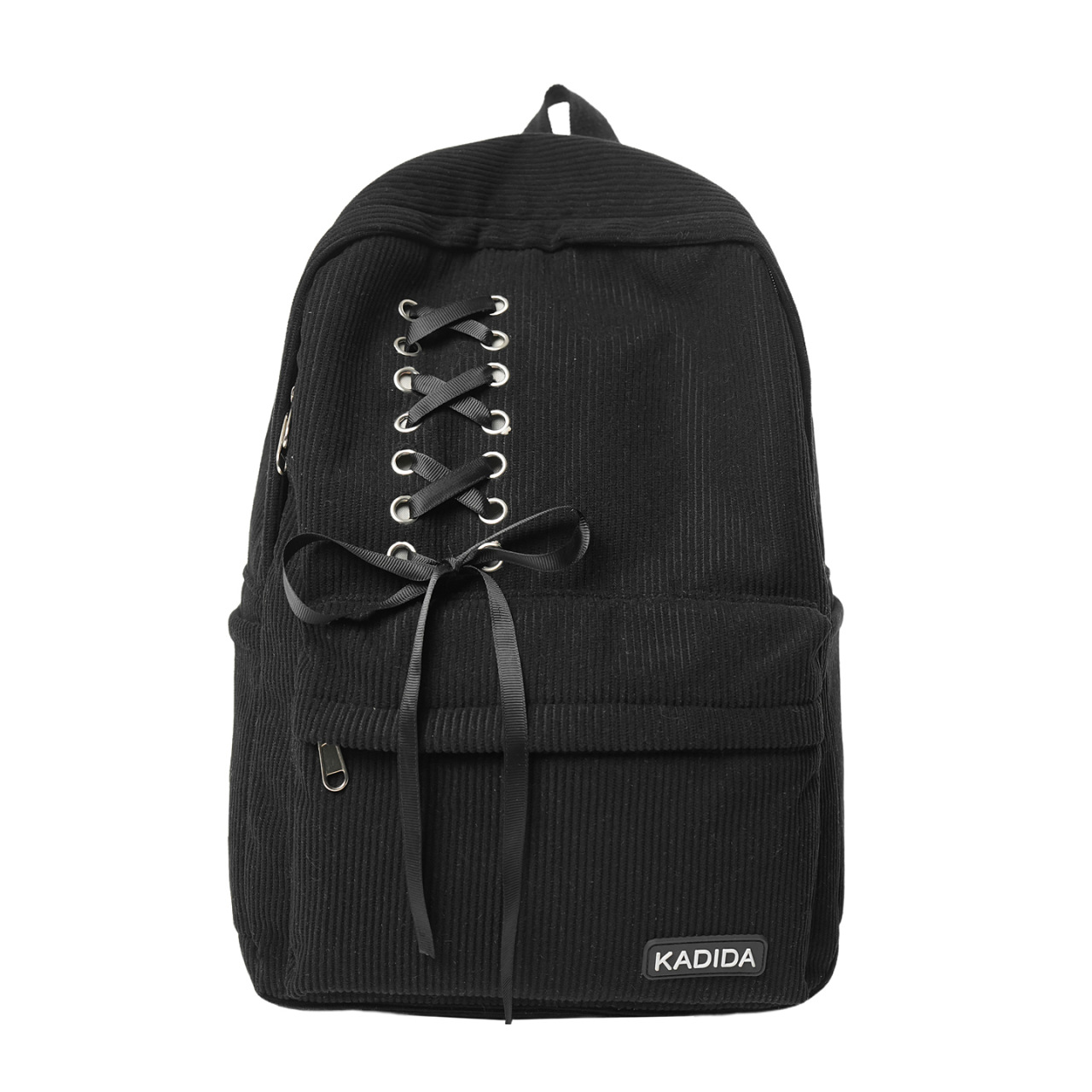 Large Corduroy Bowknot Backpack Casual Travel Polyester Fabric photo 2