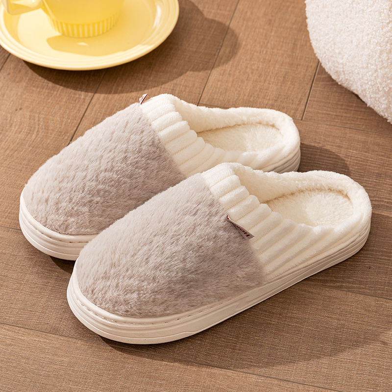 Autumnwinter Color-block Plush Slippers With A Soft Foot Feel photo 5