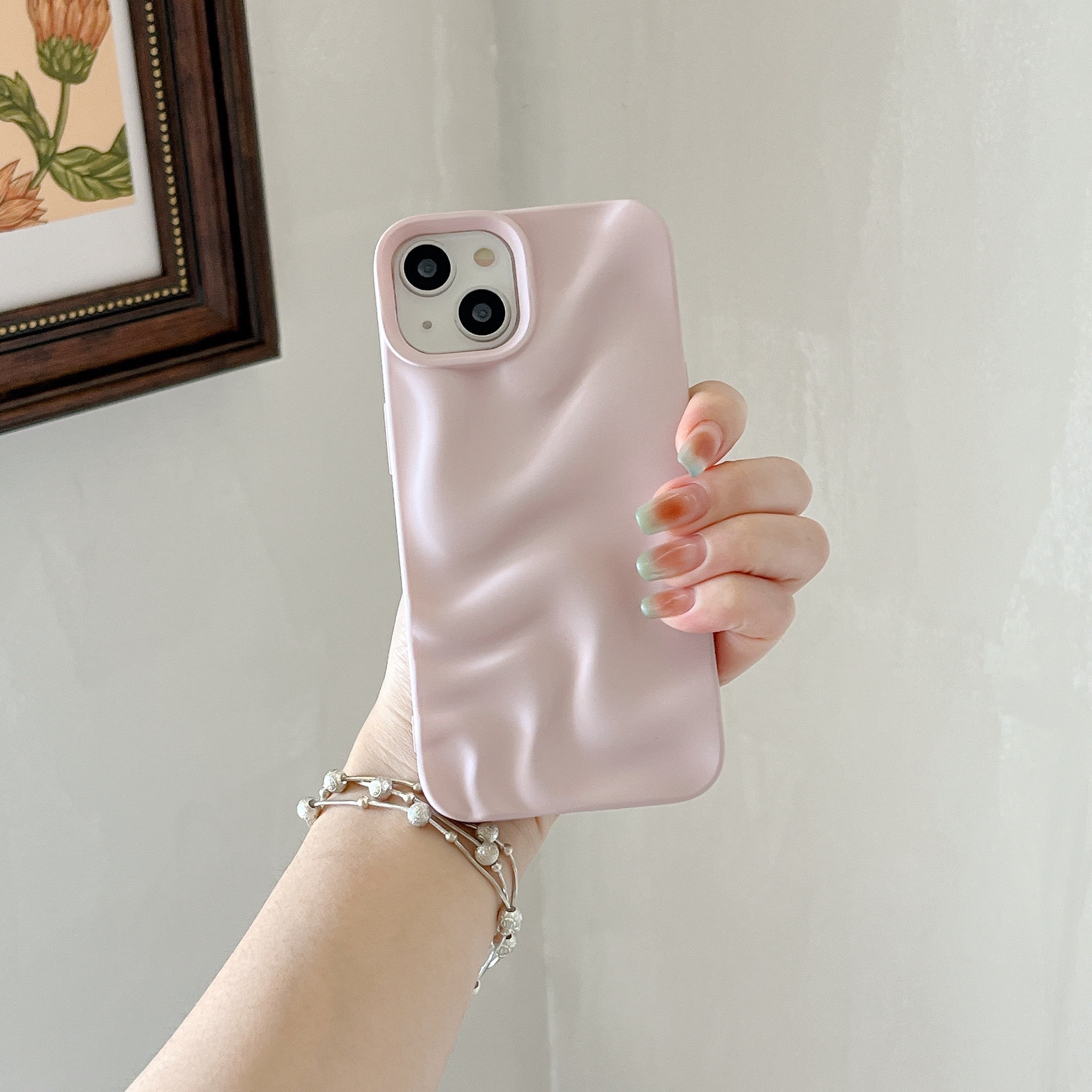 Pleated Water Ripple Solid Color Electroplated Drop-resistant Soft Shell photo 4