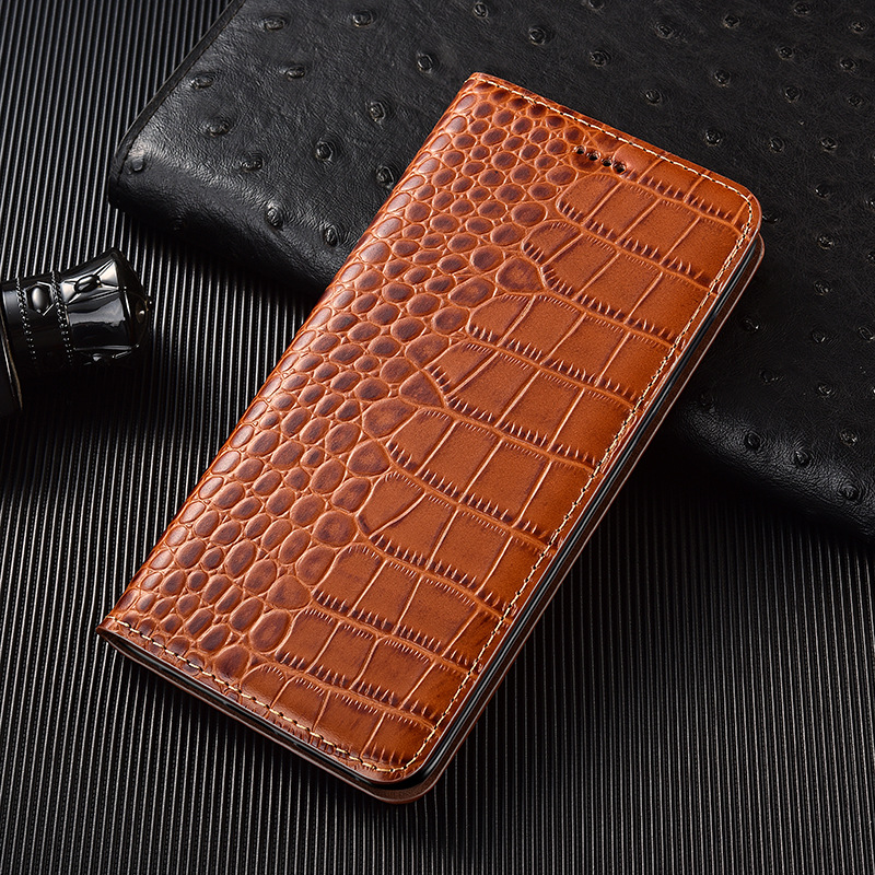 Top-layer Genuine Leather Crocodile-pattern Flip Phone Case photo 1