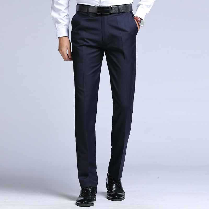 Men's Solid Color Versatile Straight Leg Suit Pants photo 4
