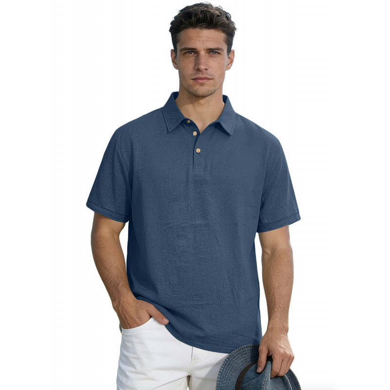 Men's Solid Color Lapel High-End Business T-Shirt photo 3