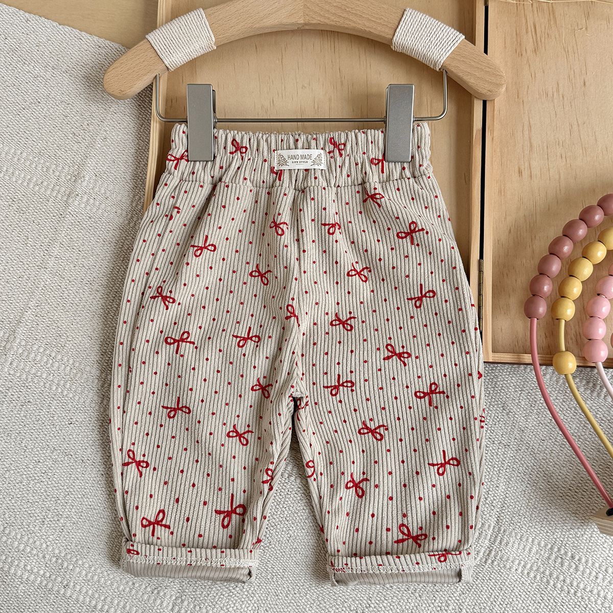 Girls Polka-dot Plaid Loose-fitting Carrot Pants photo 3