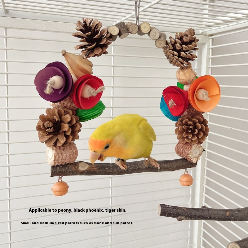 Parrot Swing Pine Nut Grinding Mouth Grinding Claw Log Bird Stand Rod Color Decoration photo 8