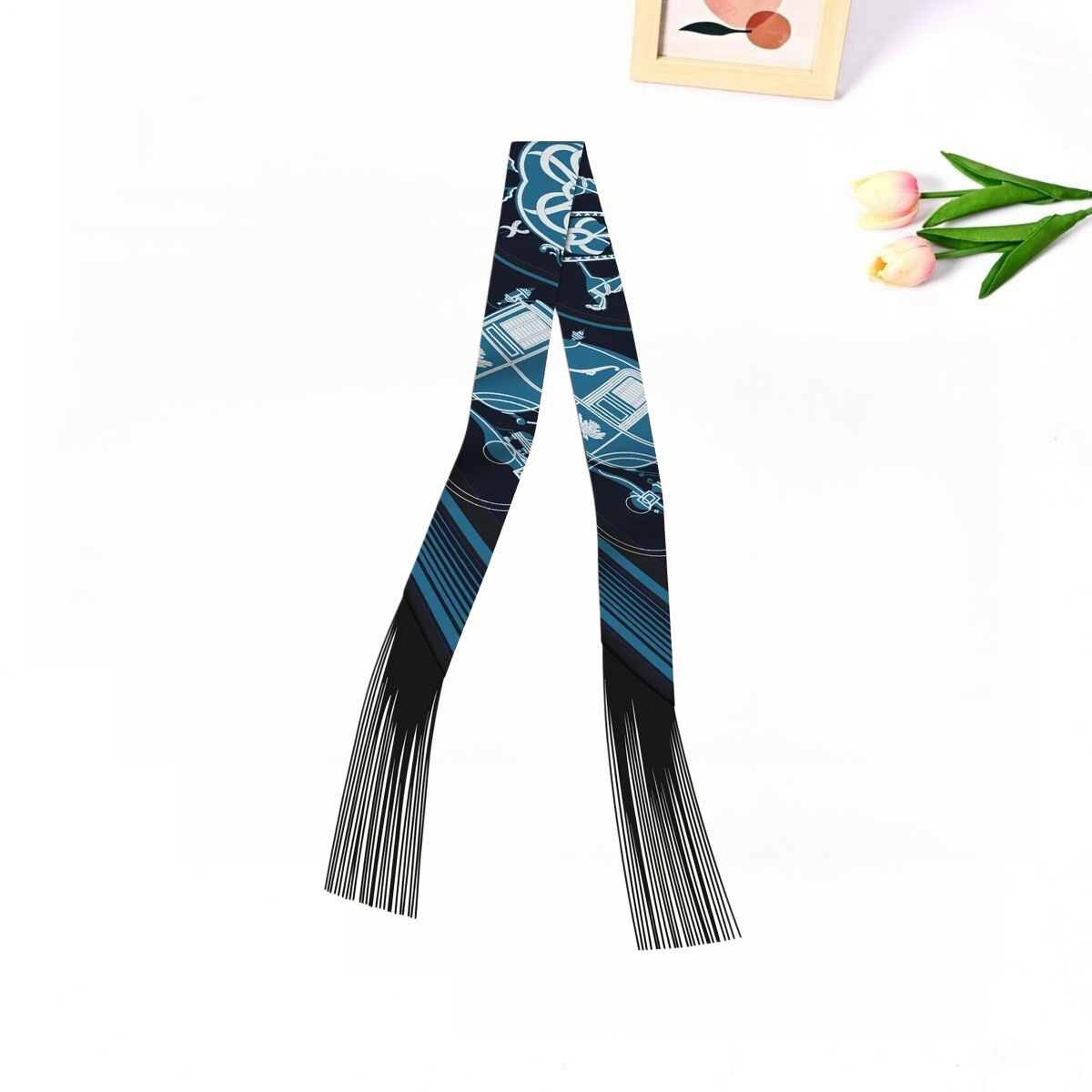Korean-style Trendy Twill Silk Ribbon Scarf For Women photo 3