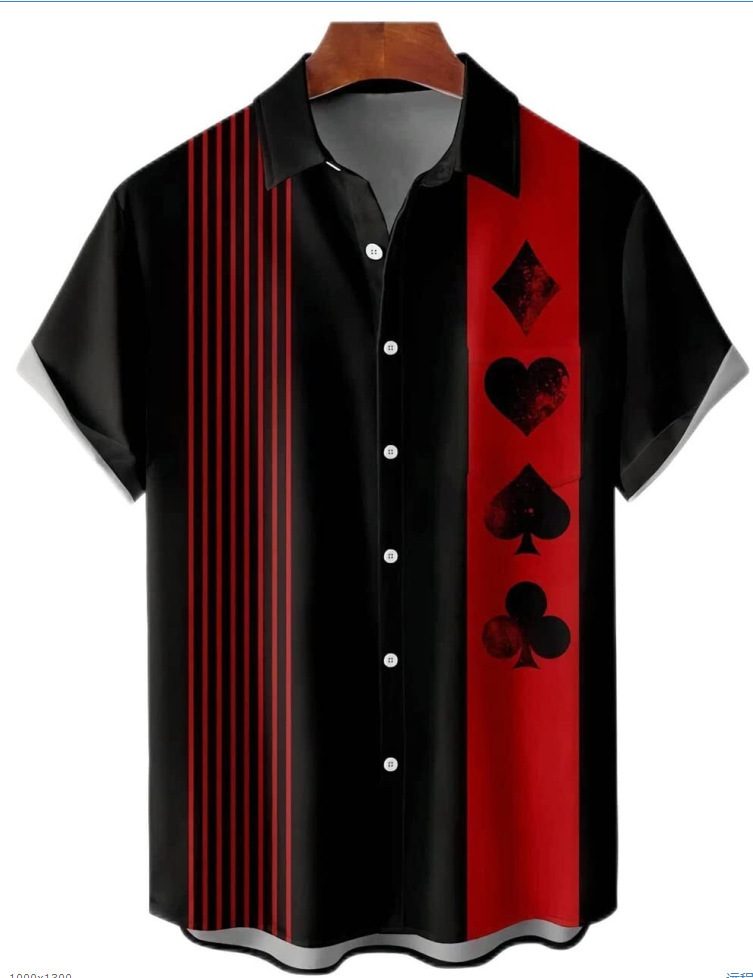 Short-sleeved Lapel-printed Loose-fitting Casual Shirt photo 4