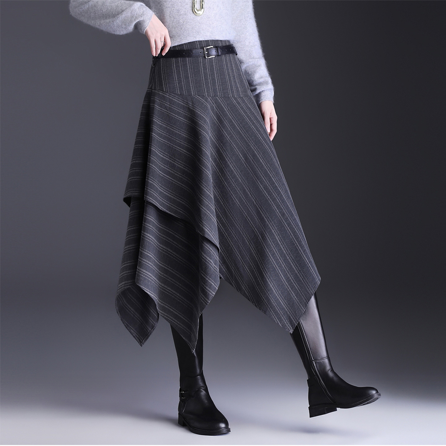 High-waisted Hip-covering Asymmetrical Skirt For Women photo 6