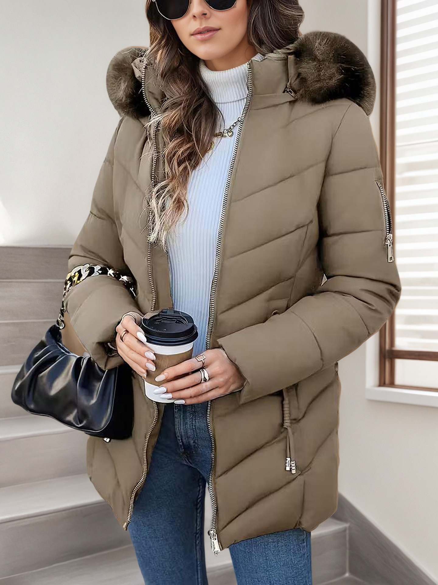Hooded Slim-fit Versatile Down Jacket For Women photo 3