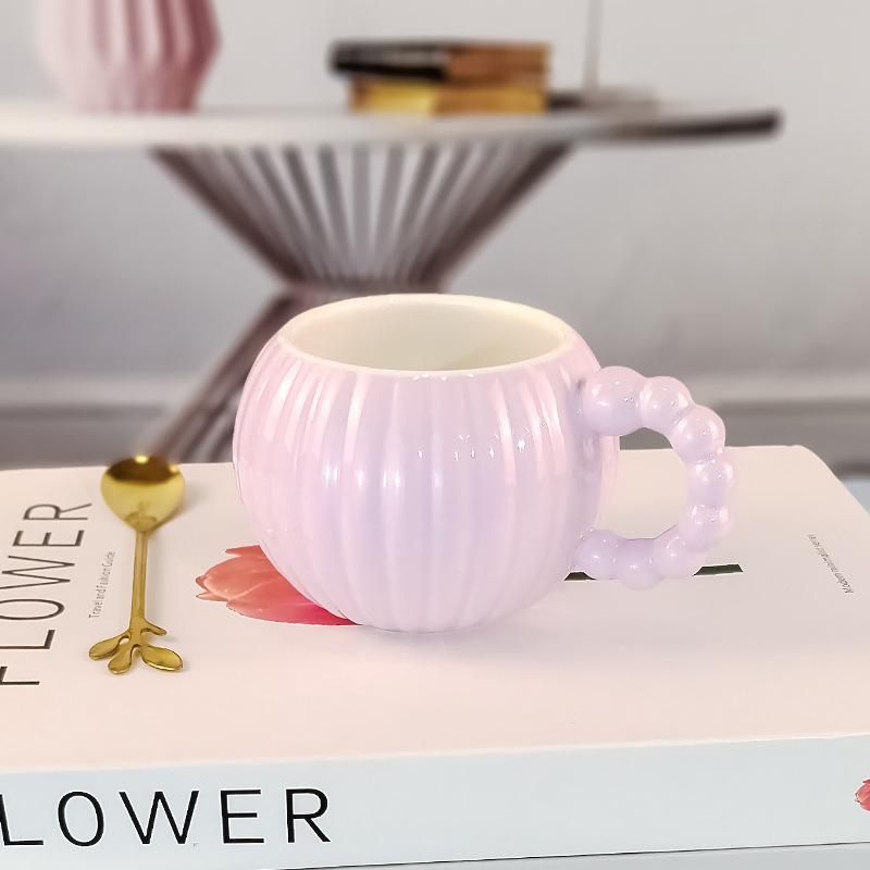Vertical-striped Creative Solid-color Ceramic Mug photo 4