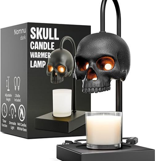 Adjustable Dimmable Skull Table Lamp Timer Candle Warmer photo 3