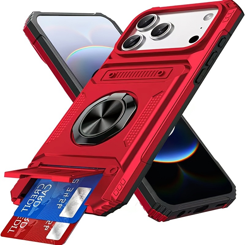 Metal-Plastic 2-in-1 Card-Slot Stand Phone Case photo 3