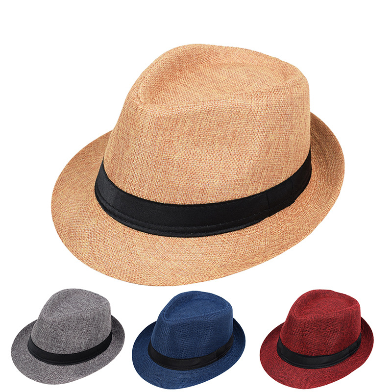 Mens And Womens Jazz Hat British-style Linen Solid-color Top Hat photo 1