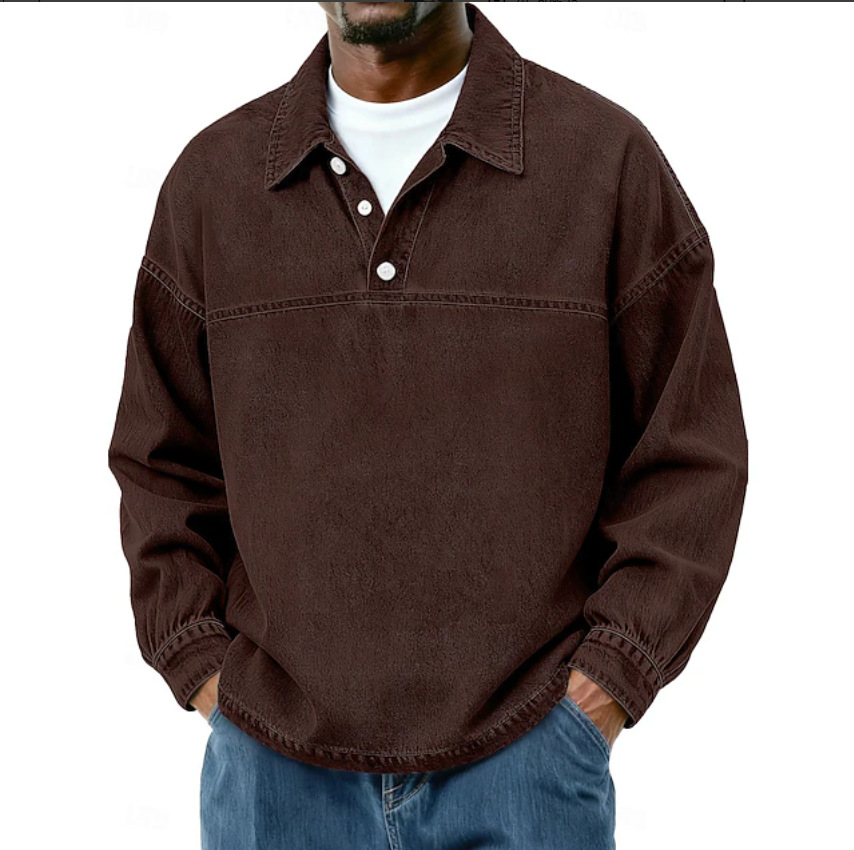 Men's Solid-Color Casual Long-Sleeve Top photo 2
