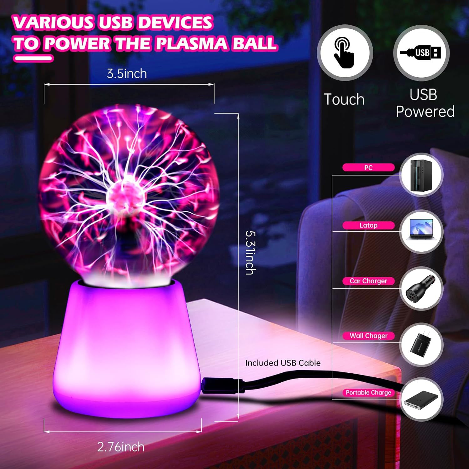 USB Electrostatic Plasma Ball Magic Lightning Ball photo 3
