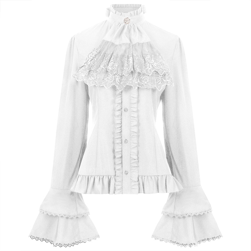 European American Style Pleated Blouse - Women's Casual Long Sleeve Shirt Top photo 3