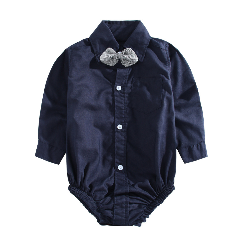 Childrens British-style Gentleman Long-sleeve Romper photo 4