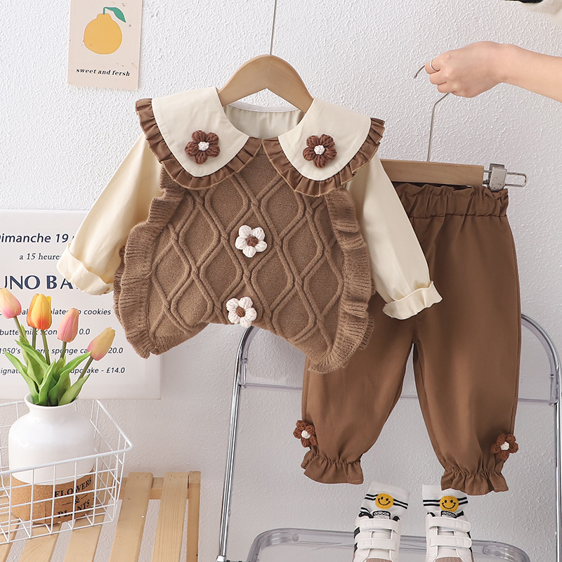 Baby Girl Spring Outfit Set Stylish Childrens Sweater Vest photo 2