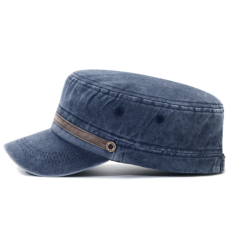 Washed Distressed Flat Crown Hat Breathable Sun Protection Outdoor Cap For Men photo 7