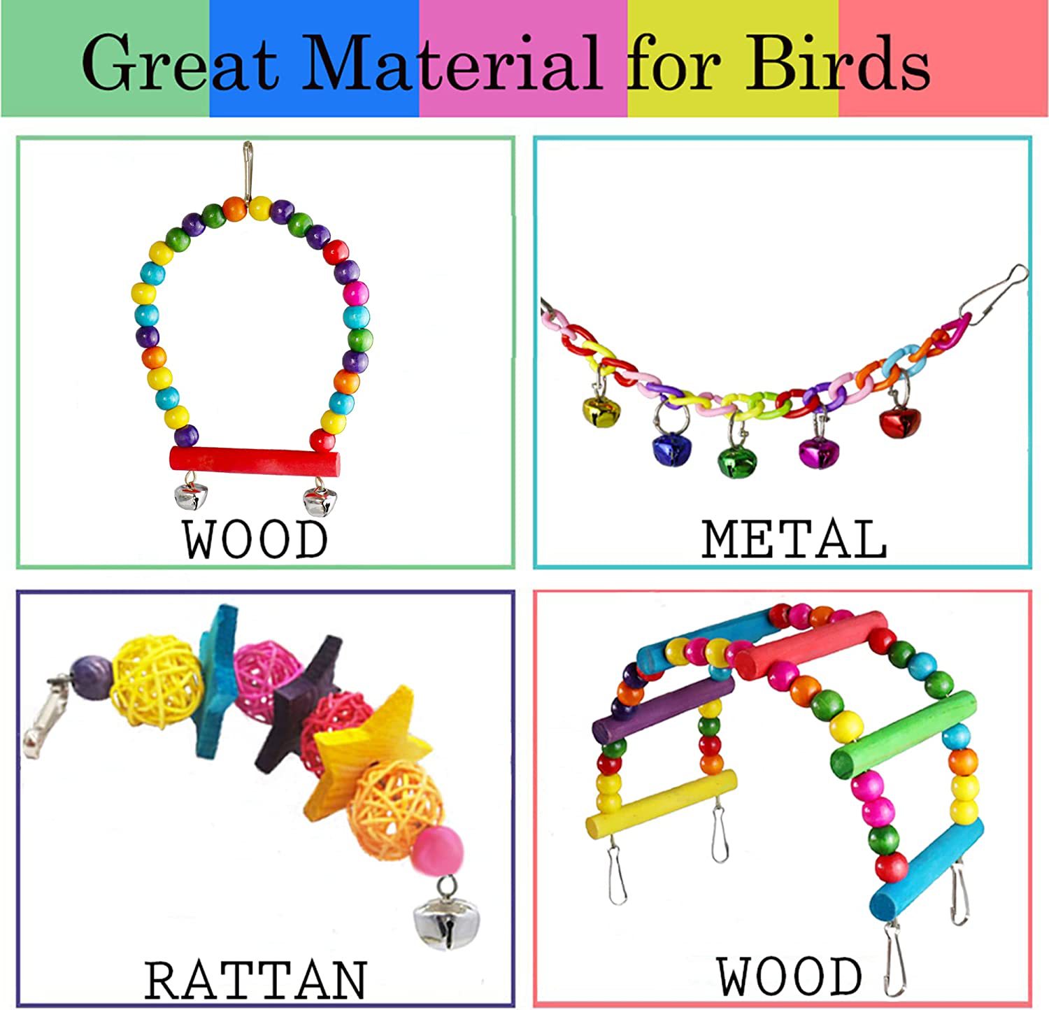 7PCs Parrot Toys Bird Cage Accessories photo 2