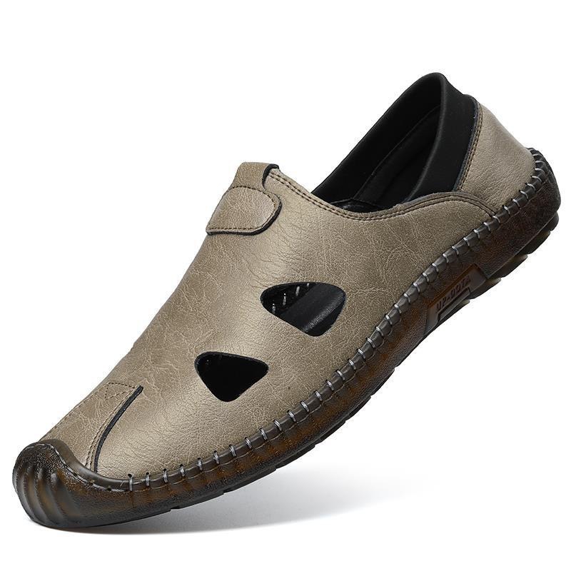 Men's Handmade Casual Leather Shoes Men's Perforated Breathable Style photo 2
