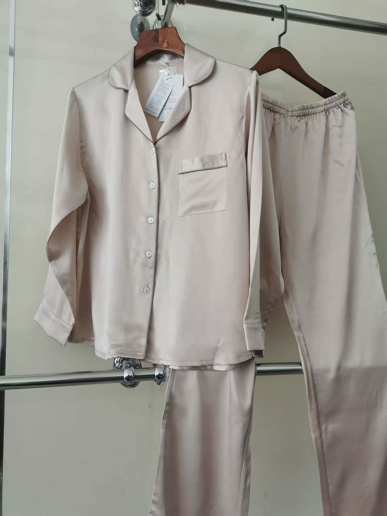 Mens Long-sleeve Long-pants Silk Pajama Set photo 8