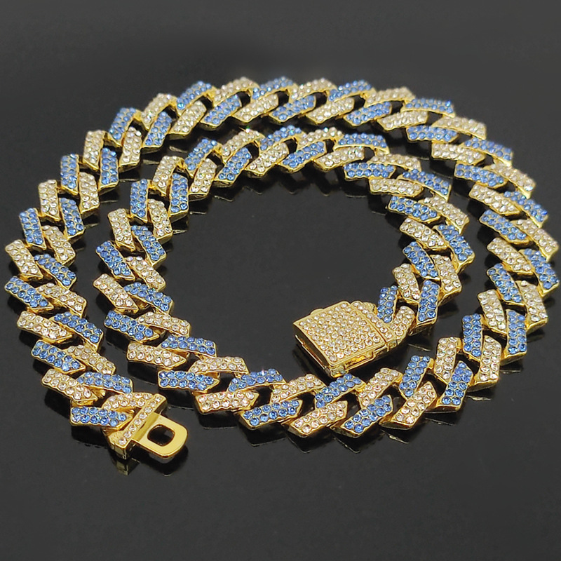 Flip-top, Fully Diamond-encrusted Two-tone Color-blocked Rhombus Necklace photo 4