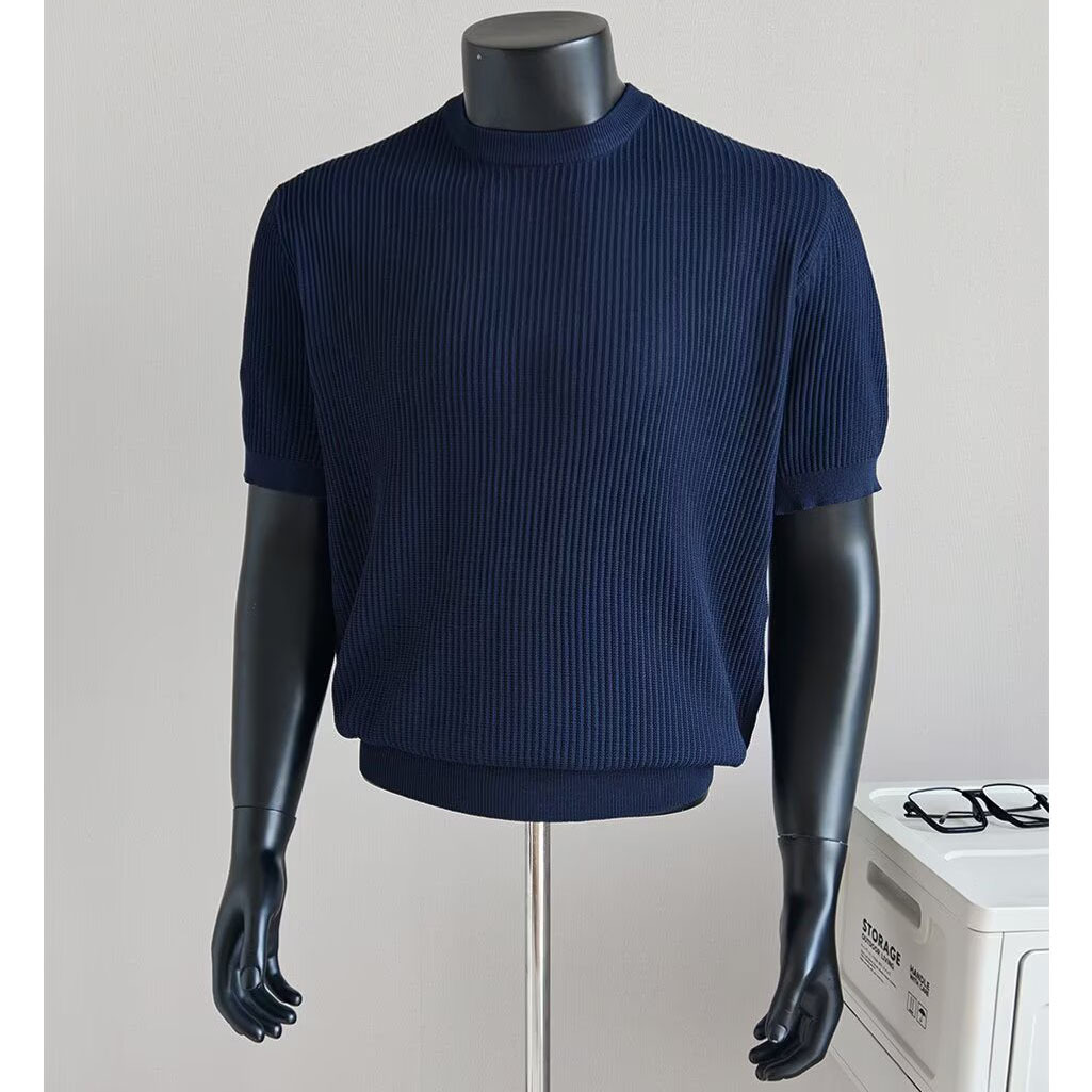 Men's Half-Neck Anti-Stripe Ice-Silk Short-Sleeve T-Shirt For Summer photo 2
