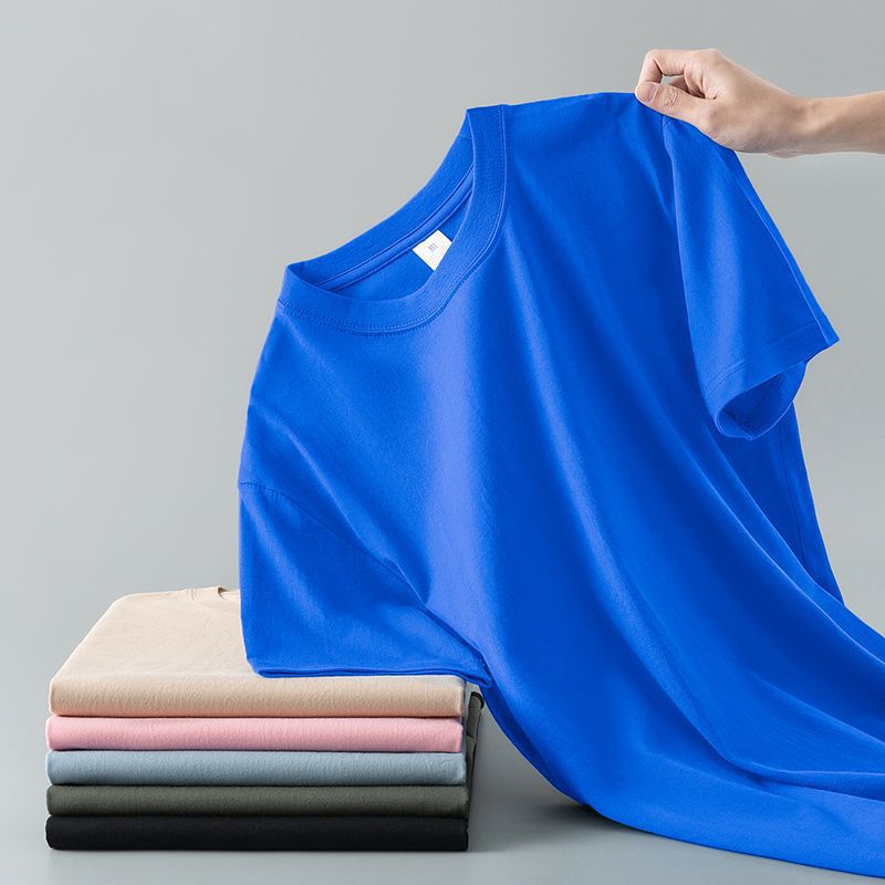 Summer Solid Color Coat Round Neck Bottoming Shirt Half-sleeve Pure Cotton T-shirt Men And Women Short Sleeve photo 3