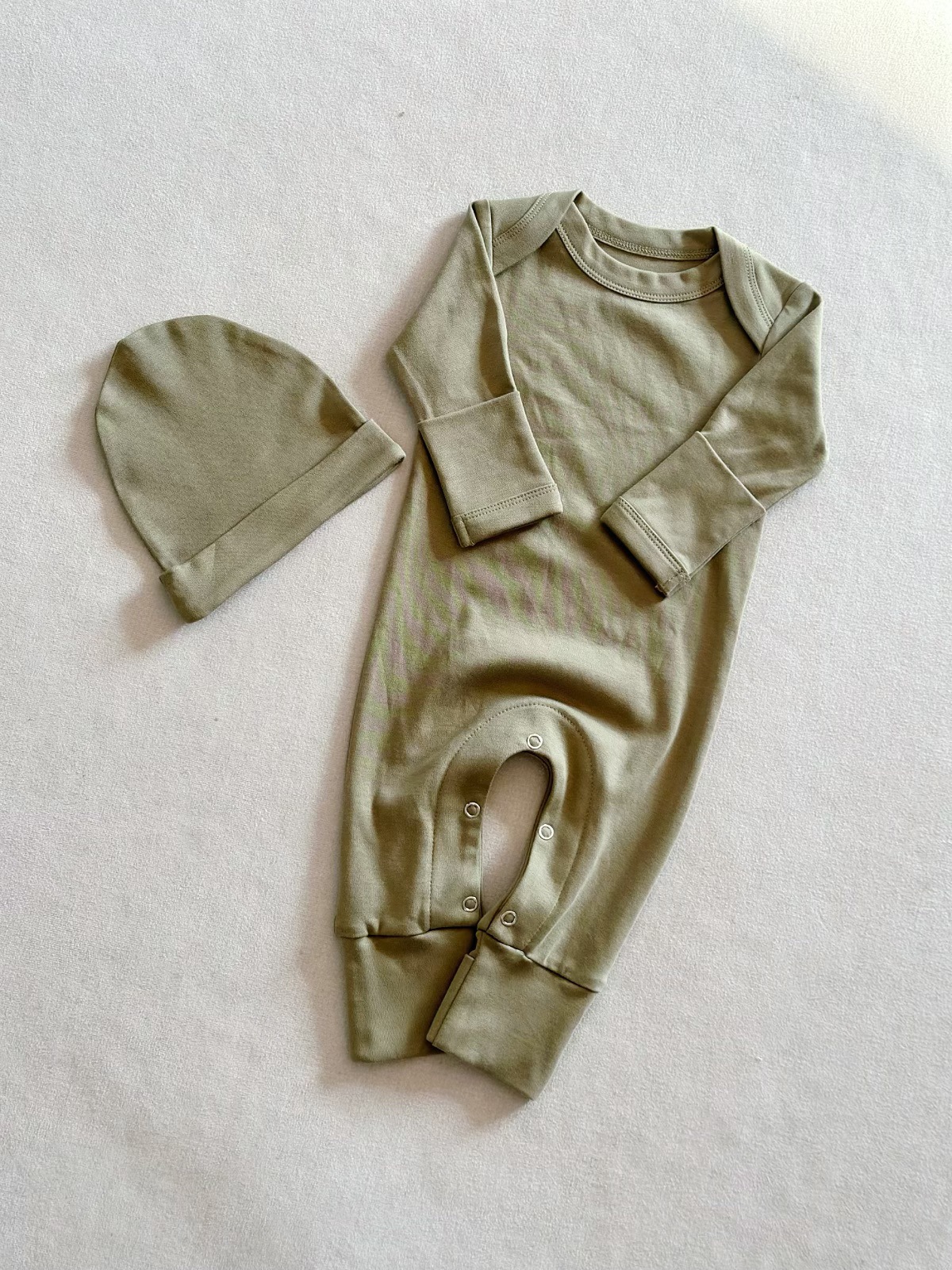 Winter Baby Solid Color Long Sleeved Jumpsuit Newborn Bag Fart Jacket photo 5
