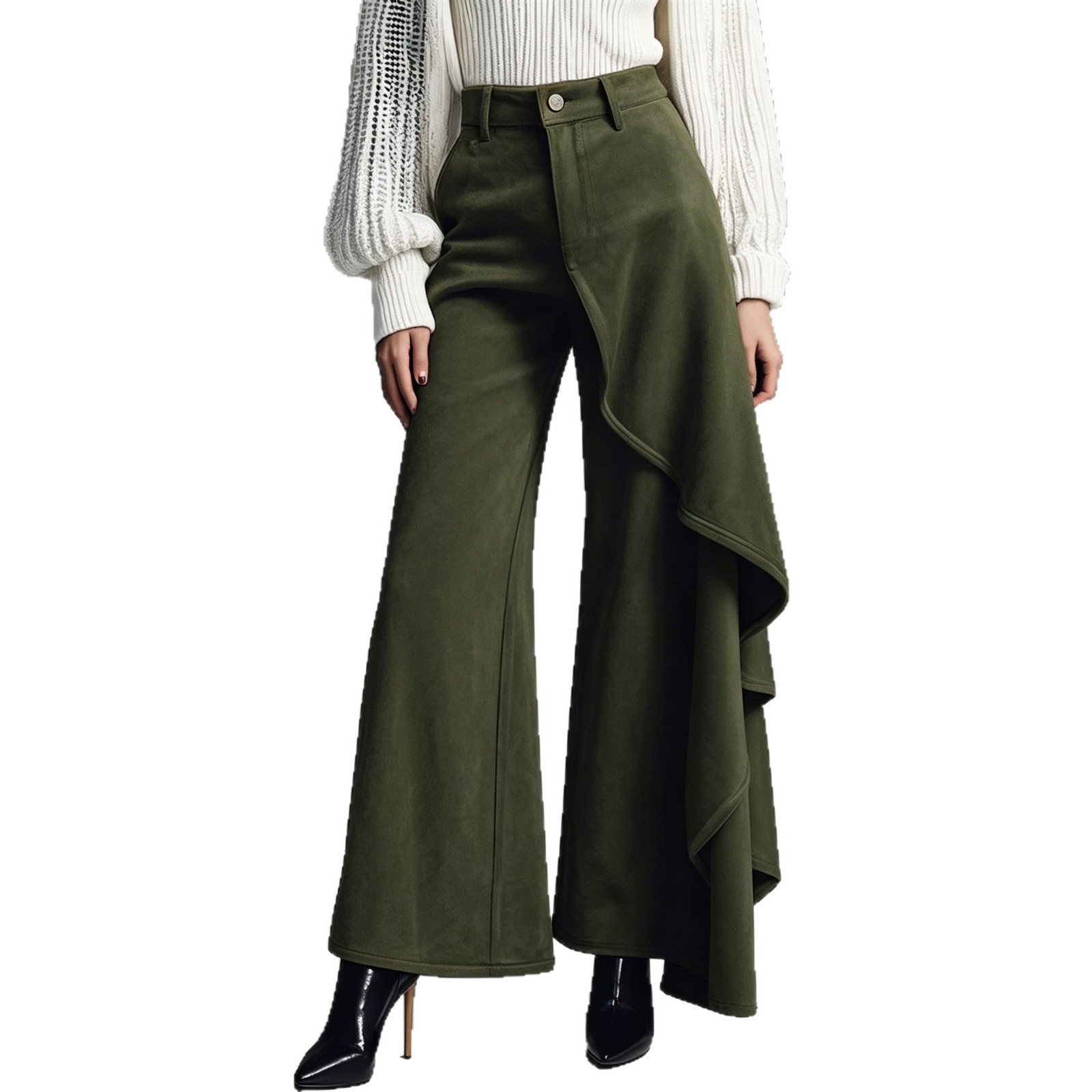 New Autumnwinter Womens Long Pants With A Structured Draped Design And Patchwork Details photo 4