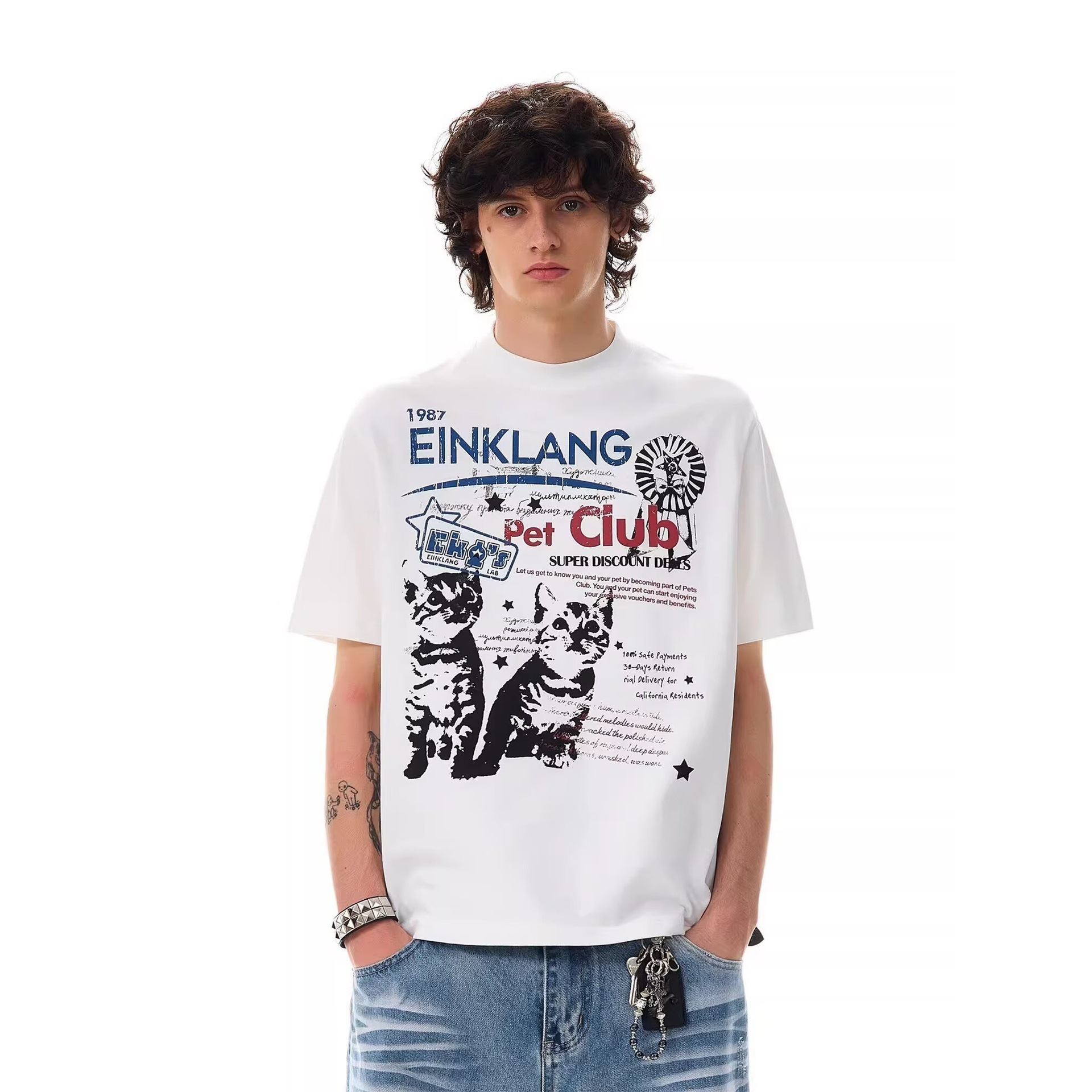 American-style Vintage Cat Summer New Short-sleeve photo 3