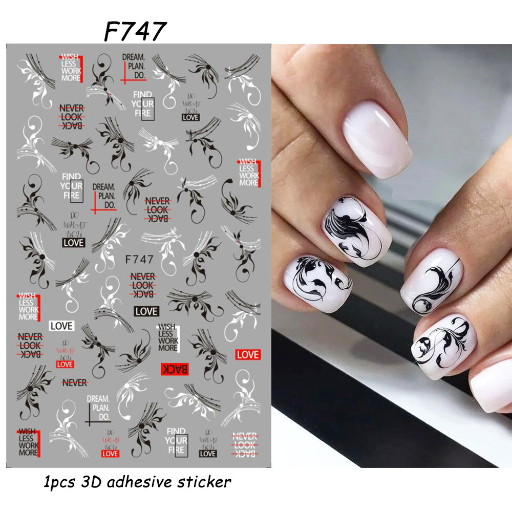 Nail Art Adhesive Stickers Instagram-style Black And White Butterfly Punk Vibe photo 7