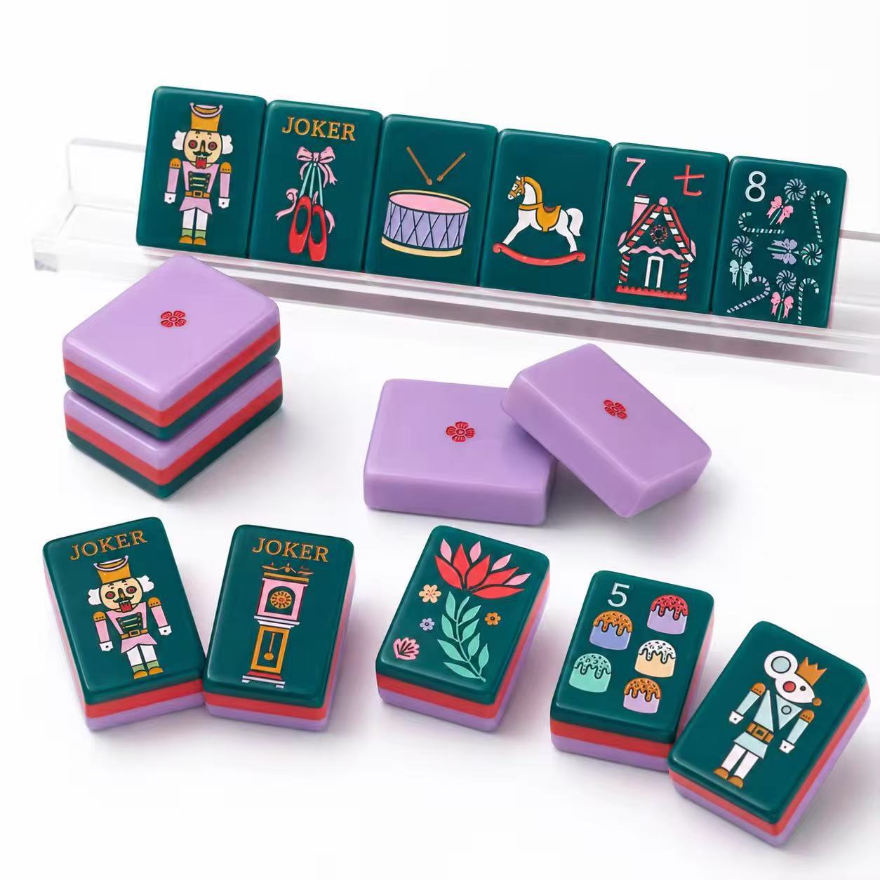 Laser Engraved Acrylic Mahjong Set Party Game photo 2