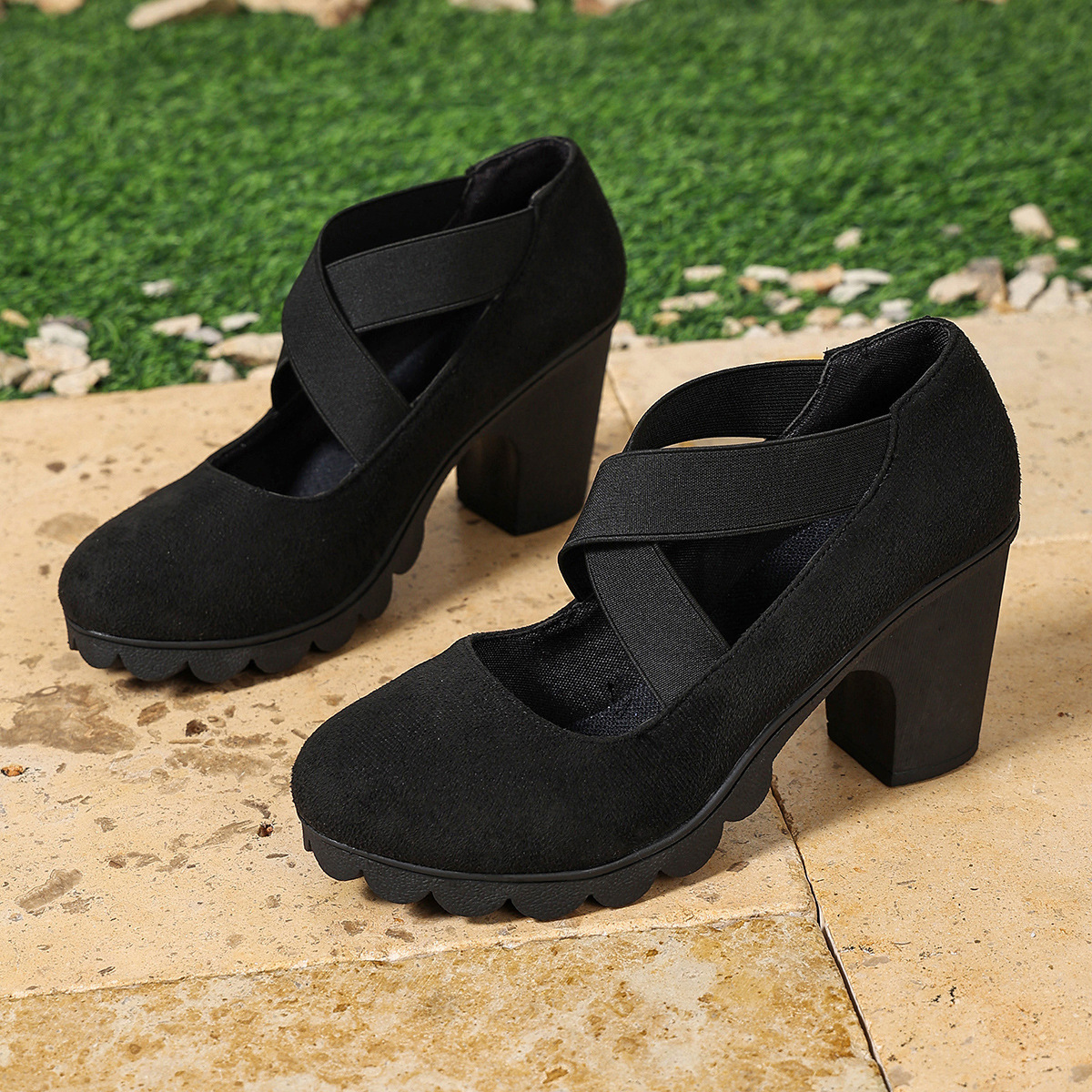Retro Cross-strap Platform High Heels photo 5