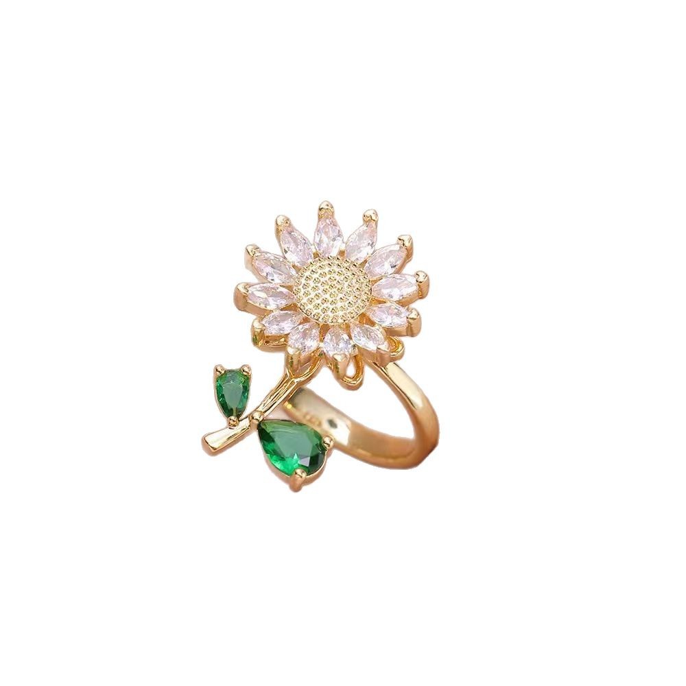 Japanese-Korean Style Swivel Sunflower Zircon Necklace photo 2