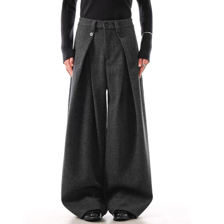 Retro Vintage-style Minimalist A-line Pleated Wool Suit Pants photo 8
