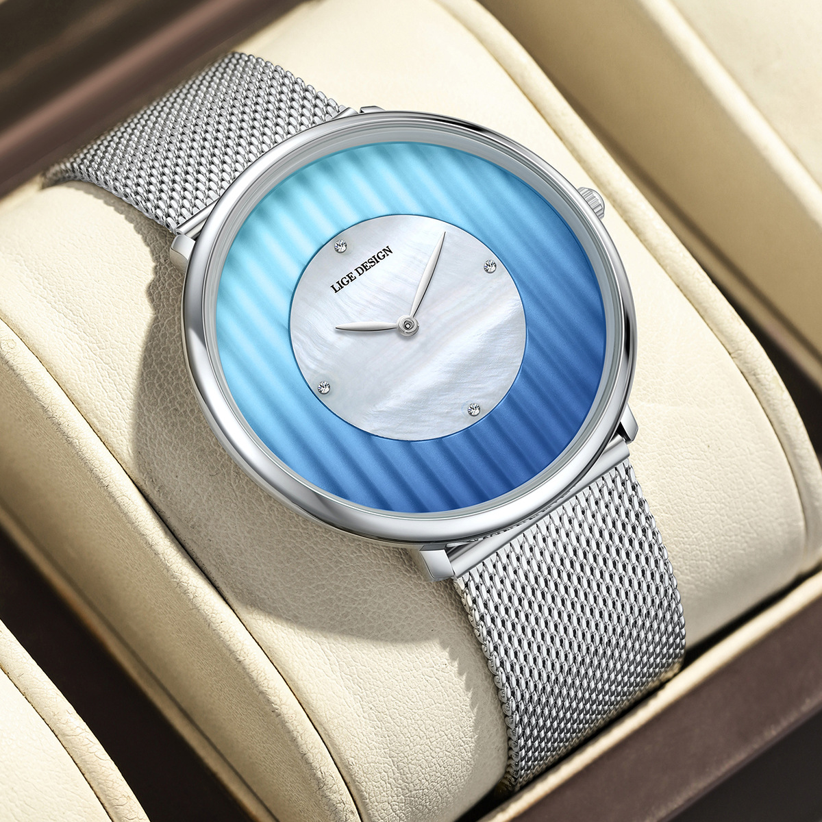 Womens Watch Elegant And Minimalist Mesh Strap Ultra-thin Water-resistant Quartz Wristwatch photo 4