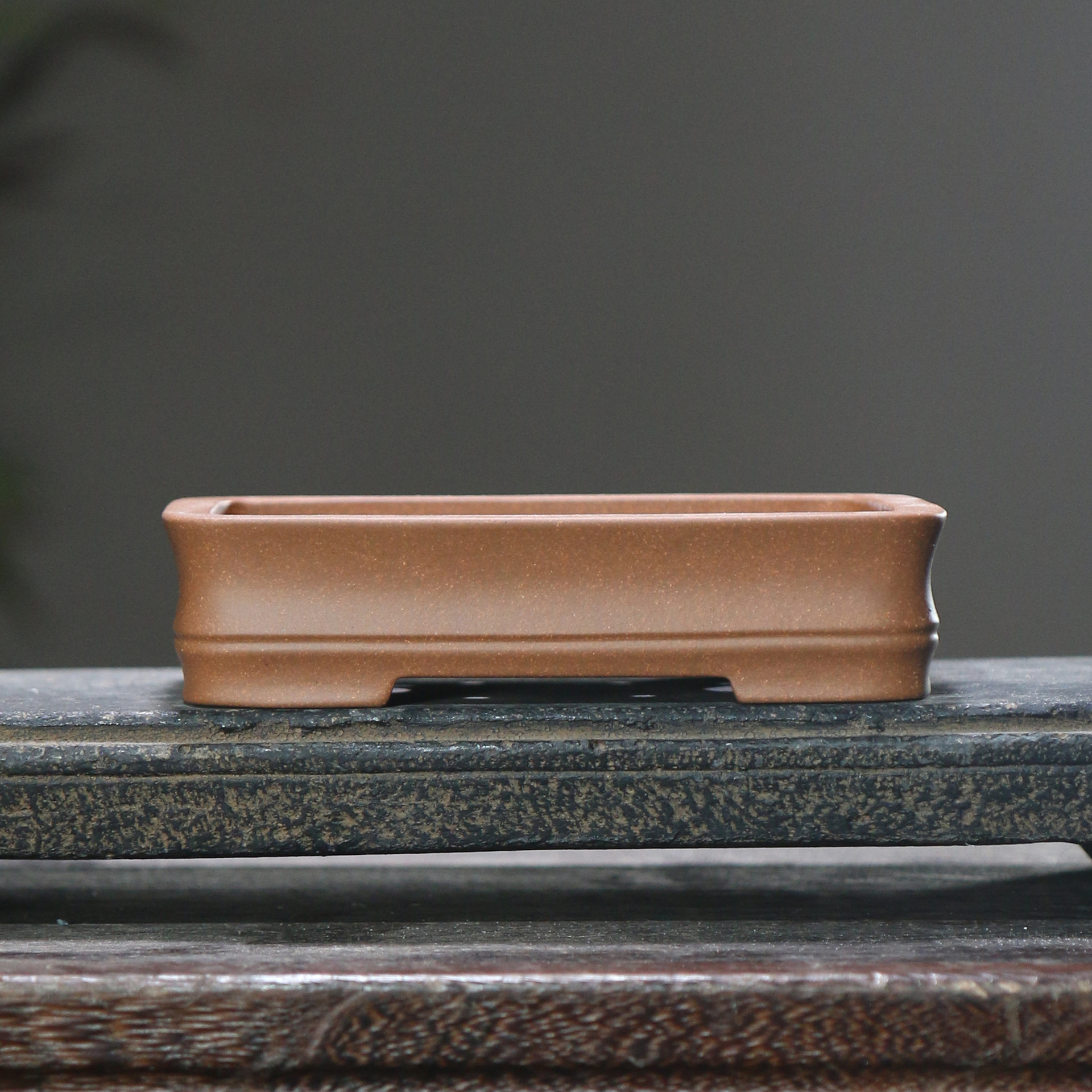 Rectangular Bamboo-joint Yixing Clay Bonsai Pot photo 1